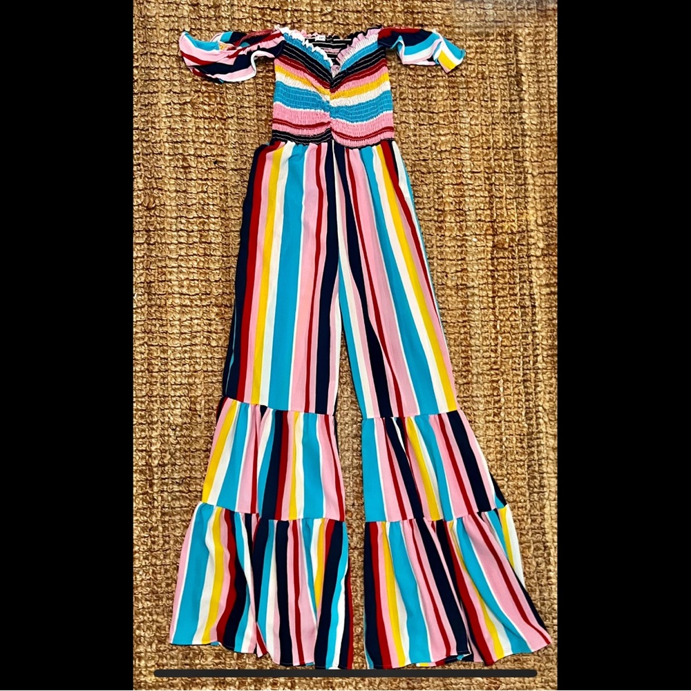 Rainbow Stripe Jumpsuit Romper Day & Night S Women’s Pride Month